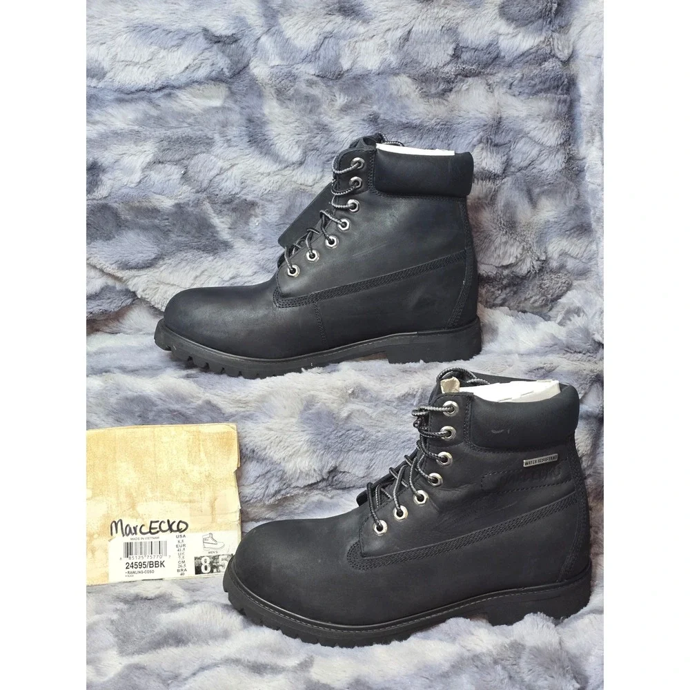 Marc‎ Ecko Rawling-Coso Mens Black Leather Water Resistant Boots 24595/BBK 8.5